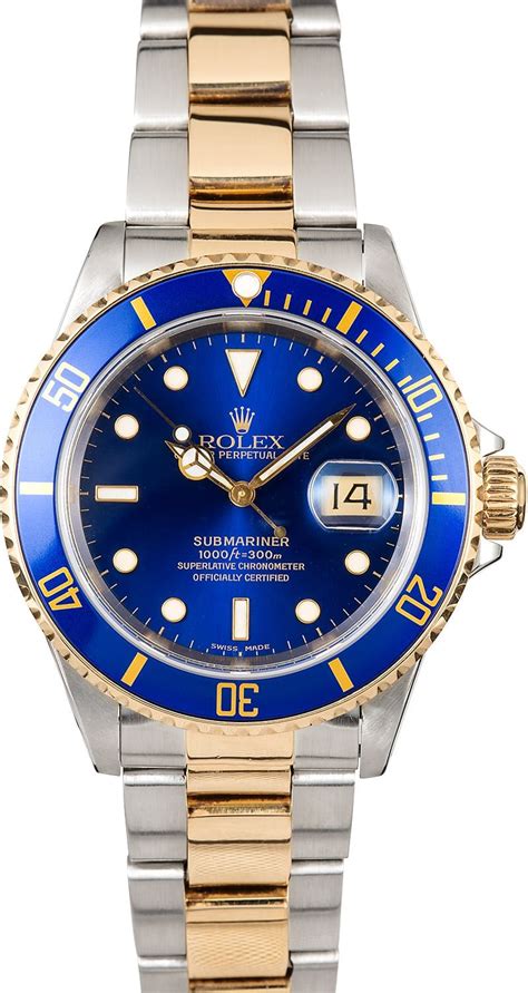 rolex submariner blue gold pre owned